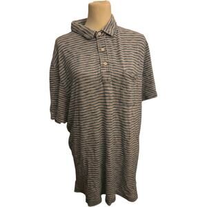 Faherty Brand Striped Indigo Dyed Polo Shirt, Blue & Pink, Men's Size 2XL